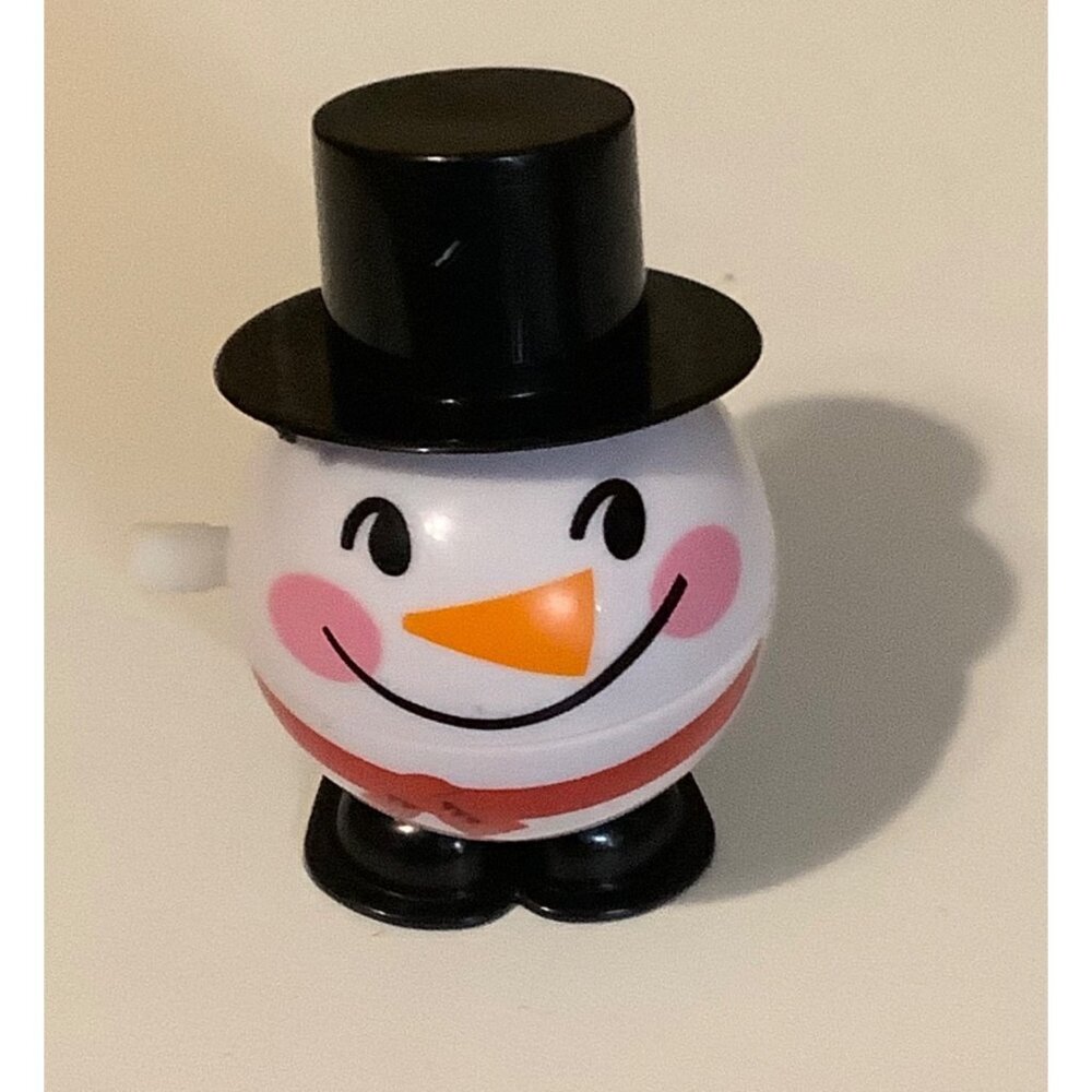Vintage Wind-Up Snowman Toy With Top Hat 2.75" Open Mouth‎ WORKS